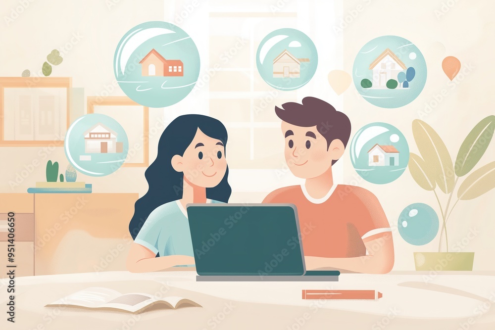 Affordable Housing Search with Neighborhood Map, Small Homes, and Diverse Urban Community Scene Affordable Housing Search with Neighborhood Map, Small Homes, and Diverse Urban Community Scene