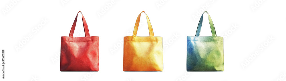 Organic Cotton Tote Bags Painted With Eco. Friendly Dyes. Isolated on a Transparent Background. Cutout PNG. Organic Cotton Tote Bags Painted With Eco. Friendly Dyes. Isolated on a Transparent Background. Cutout PNG.