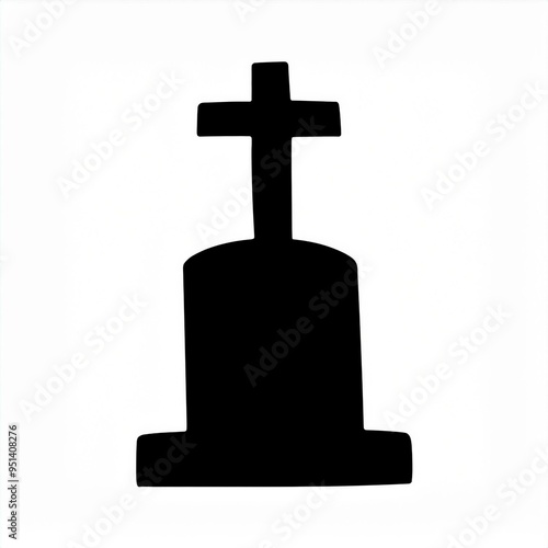 halloween gravestone tombstone black silhouette isolated on white