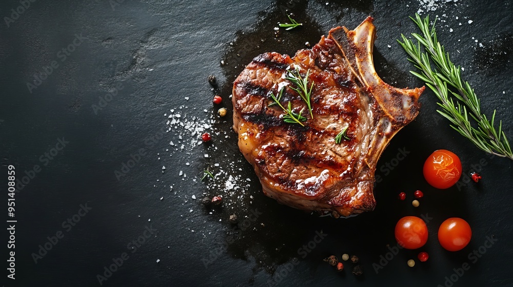 Grilled meat on ossobuco bone. Grilled meat on ossobuco bone.