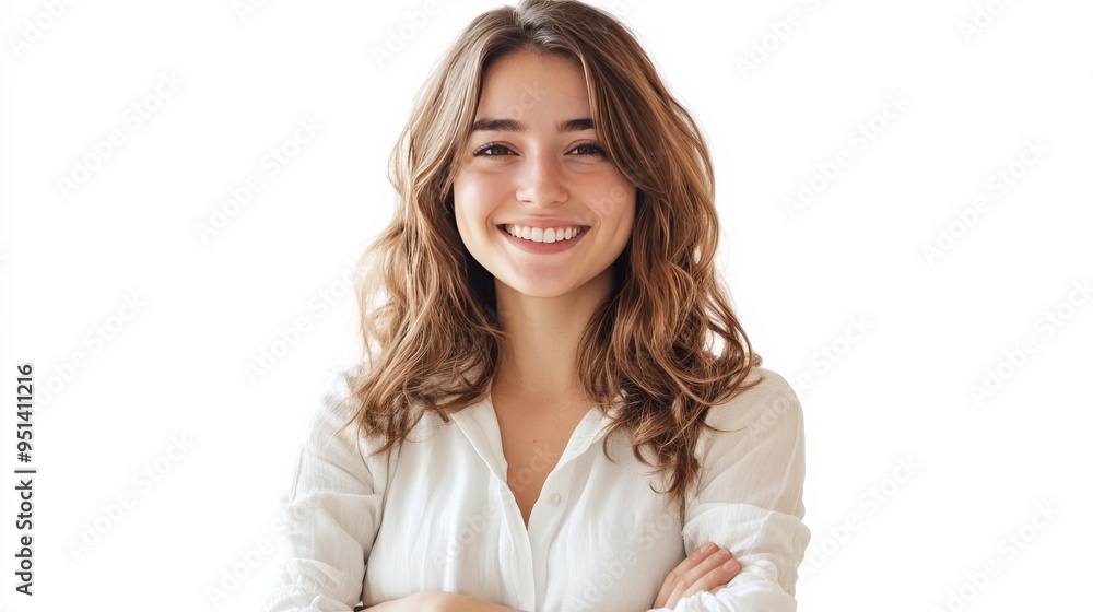Casual woman, smiling and confident, isolated on white. Casual woman, smiling and confident, isolated on white.