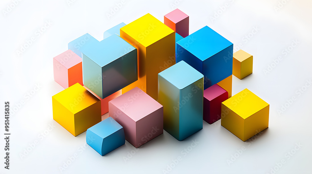 Farbige 3D-Würfel auf weißem Hintergrund Farbige 3D-Würfel auf weißem Hintergrund