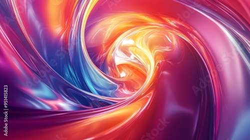 Abstract 3D colorful vortex illustration is smooth, shiny, reflecting light and have flowing and curved shape that create a dynamic and attractive feeling. It represents movement, energy, and change.