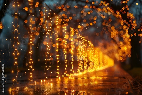 a row of lights from a tree. 