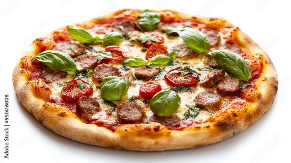 Heated pizza with toppings Heated pizza with toppings