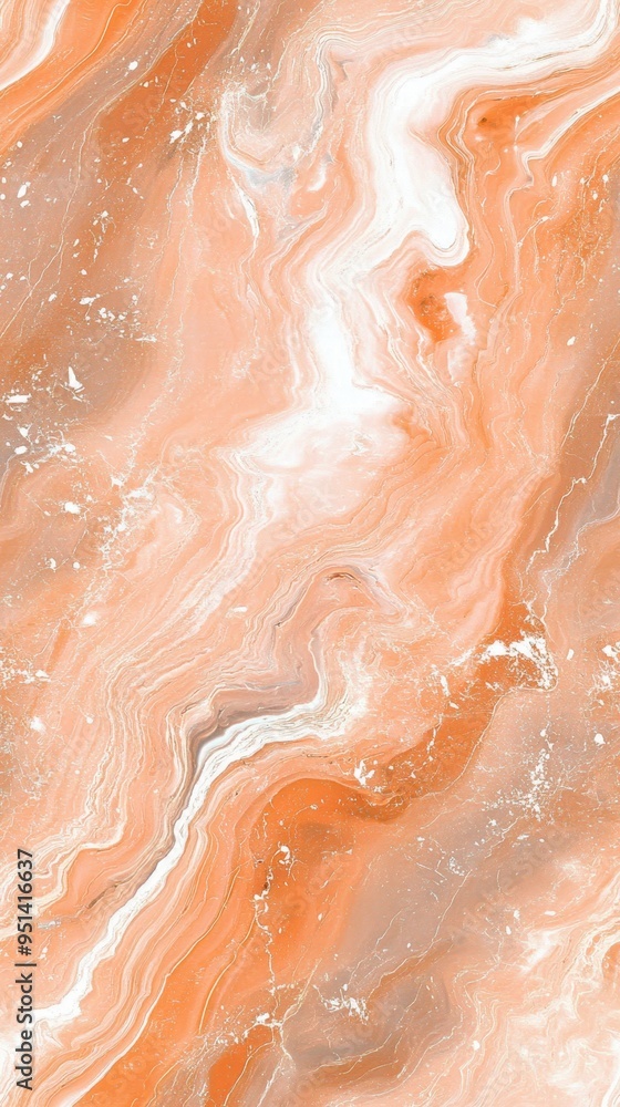 Fototapeta premium Abstract orange and white marble texture background with fluid patterns and gold accents creating a luxurious and artistic appearance.
