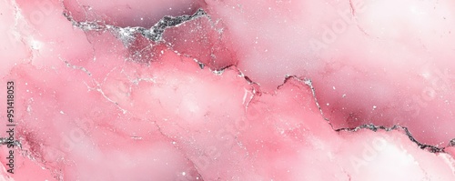 Seamless marble pattern in soft pink with subtle silver veins, [Abstract Background Marble], [Delicate and elegant]