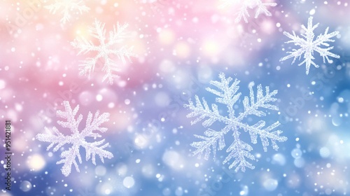 snowing and snowflake Serenade background illustration Snowfall Serenade, Delicate Snowflakes on Blurred Winter Background.