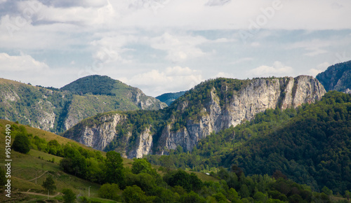 Trascau - Apuseni mountains landscape seen from the Trans Apuseana road in Romania photo