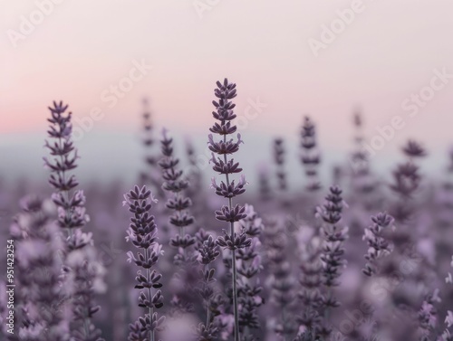 A lavender aesthetic backdrop featuring gentle purple tones and fragile blooms, offering a soothing and tranquil visual ambience. photo