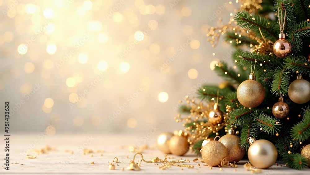 New Year’s Eve 2025 Banner, A banner design with luxury elegant gold and white colors, featuring Christmas tree and ornaments, confetti with copy space. New Year’s Eve 2025 Banner, A banner design with luxury elegant gold and white colors, featuring Christmas tree and ornaments, confetti with copy space.