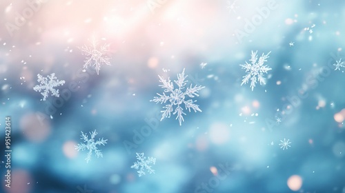 snowing and snowflake Serenade background illustration Snowfall Serenade, Delicate Snowflakes on Blurred Winter Background.