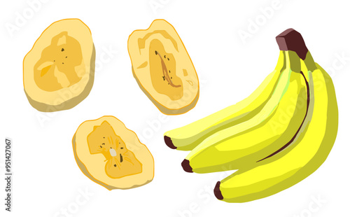 バナナとバナナチップのイラスト
