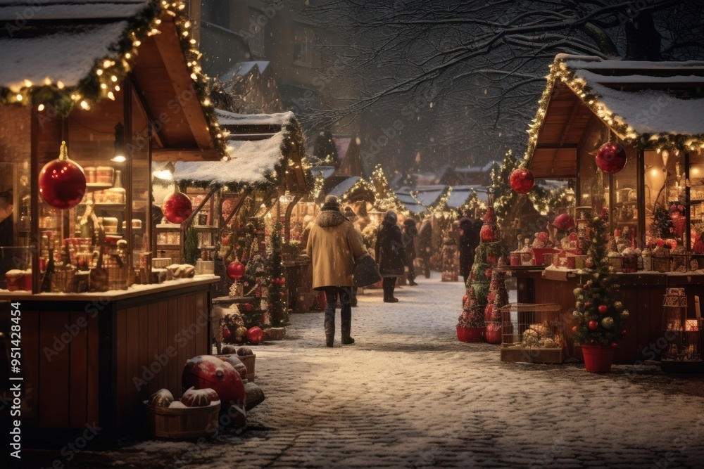 Obraz premium Christmas decoration market city.