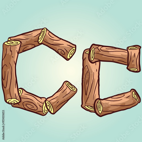 Wood Log Stump Letter C photo