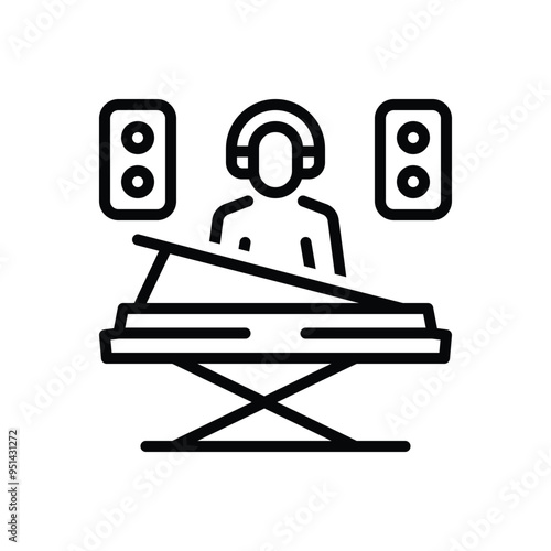 Black line icon for music composer