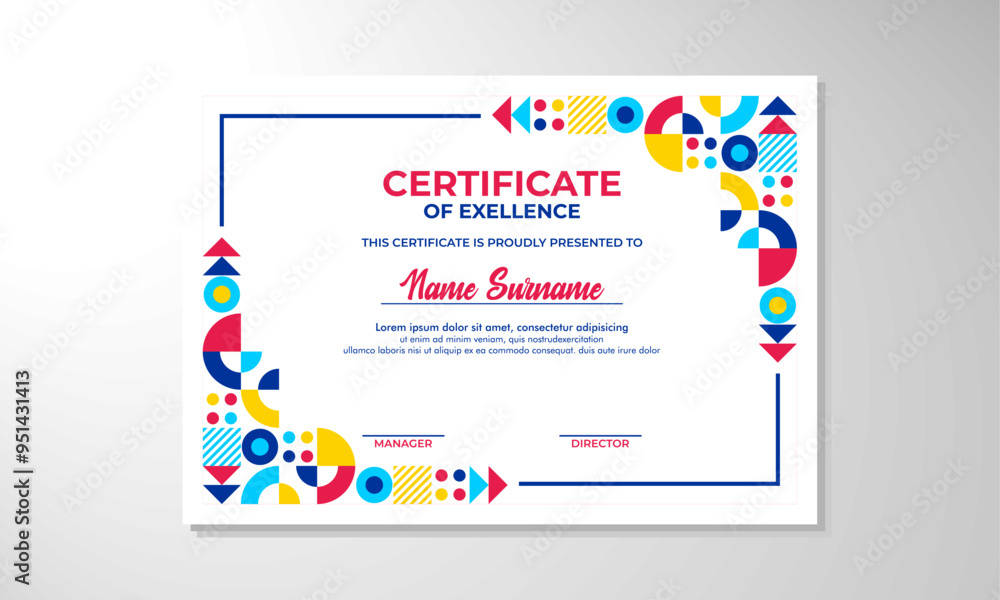 Fototapeta Modern flat certificate design template

