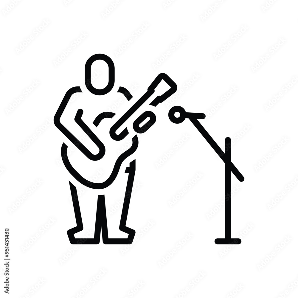 Black line icon for musician Black line icon for musician
