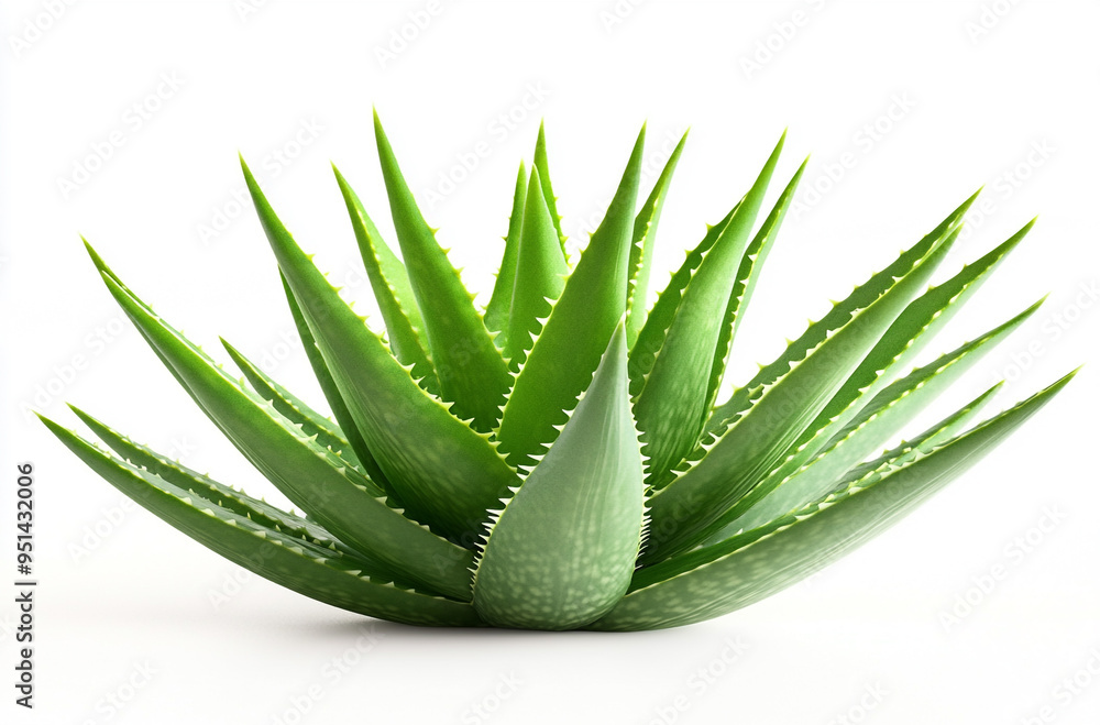 Single Aloe vera plant on a white background Single Aloe vera plant on a white background
