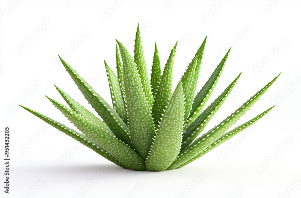 Single Aloe vera plant on a white background Single Aloe vera plant on a white background