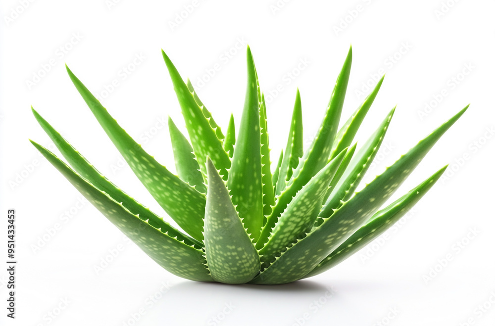 Single Aloe vera plant on a white background Single Aloe vera plant on a white background