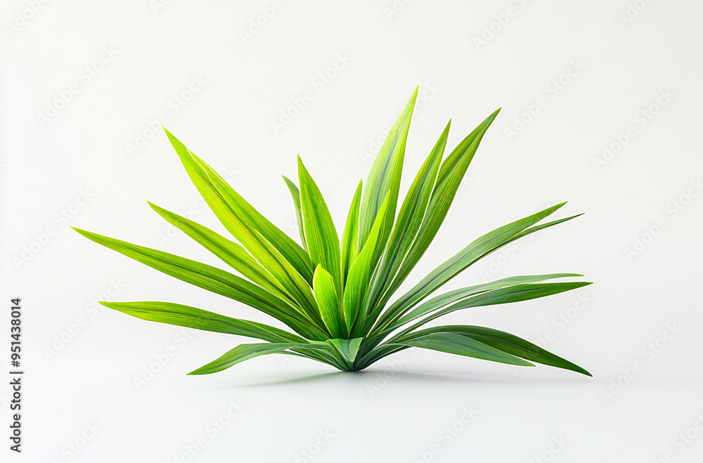 Obraz premium A small green plant with long leaves on a white background