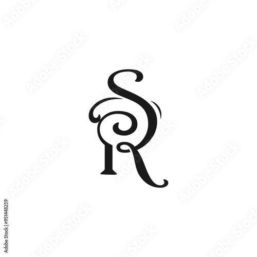 Initial Letter SR or RS typography logo design vector