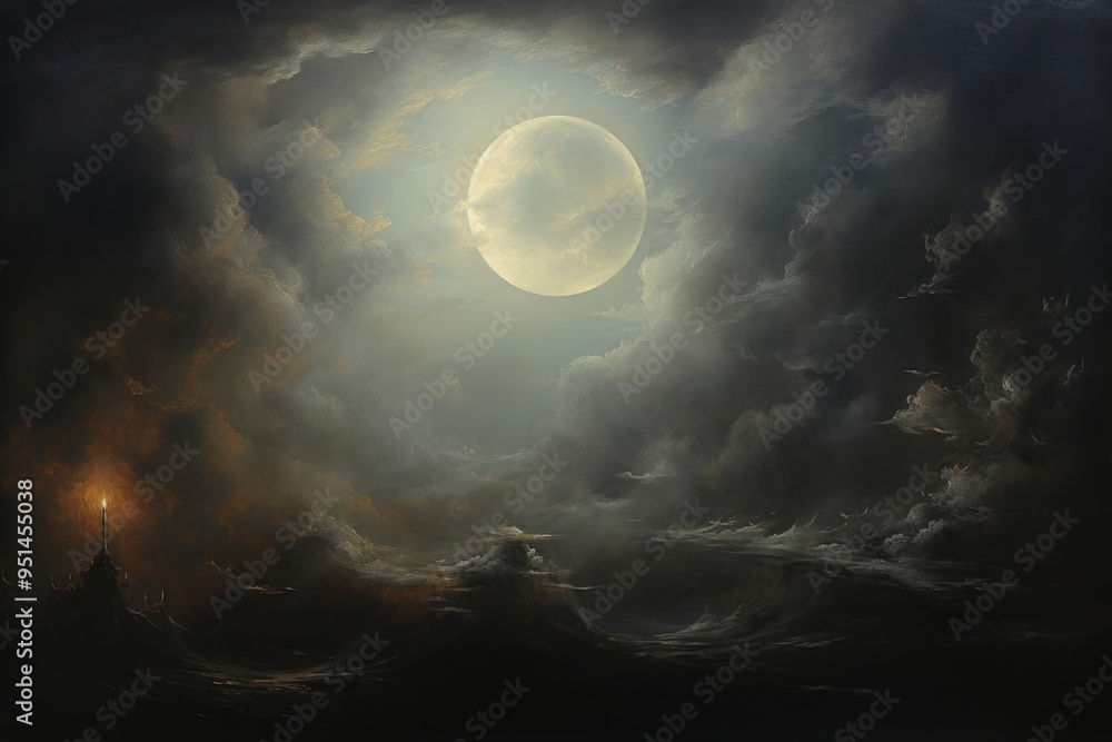 Close up on pale crescent night astronomy painting. Close up on pale crescent night astronomy painting.