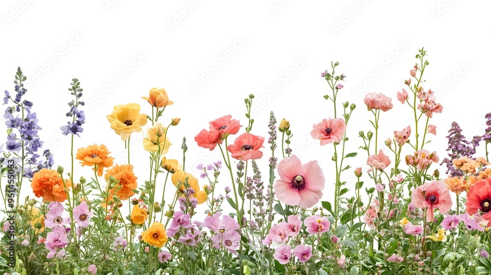 Fototapeta premium Vibrant Floral Garden Banner with Abundant Botanical Beauty and Victorian Elegance