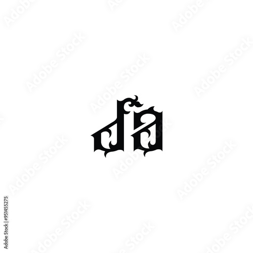 DA monogram logo design letter text name symbol monochrome logotype alphabet character simple logo