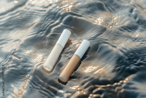 Liquid lipstick tube mockup water cosmetics device.