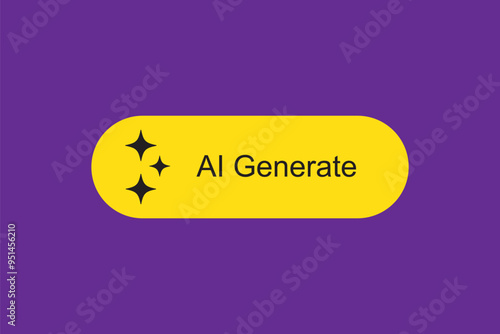 AI generated button for artificial intelligence generate app. Artificial intelligence generate button for web application or AI generation online tool UI