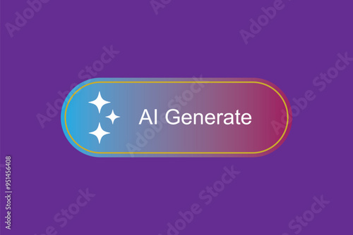 AI generated button for artificial intelligence generate app. Artificial intelligence generate button for web application or AI generation online tool UI