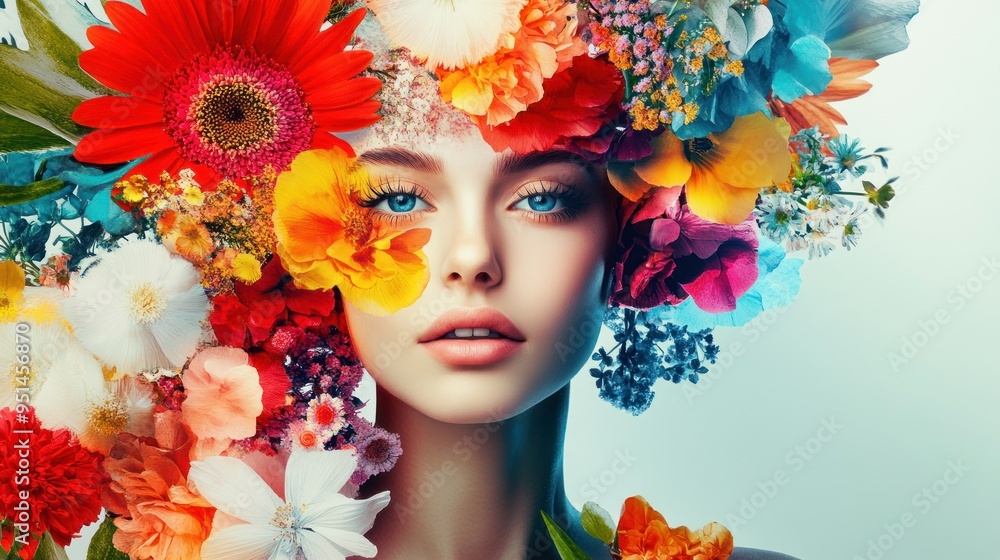 A Woman Adorned with a Floral Crown A Woman Adorned with a Floral Crown