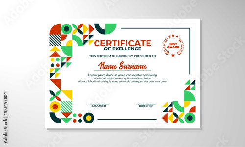 Modern flat certificate design template

