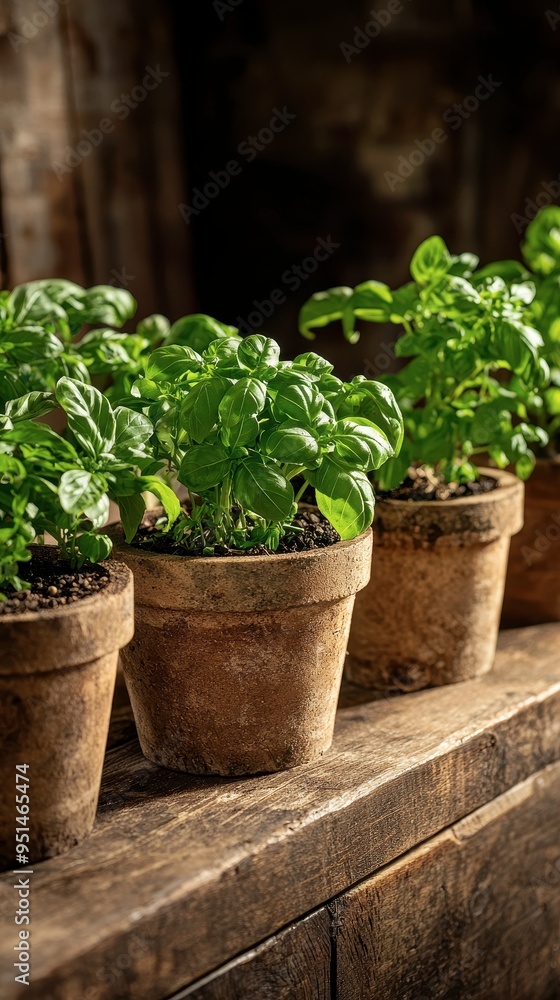 Fototapeta premium Organic herbs in a kitchen setting, ready to be used in healthy cooking