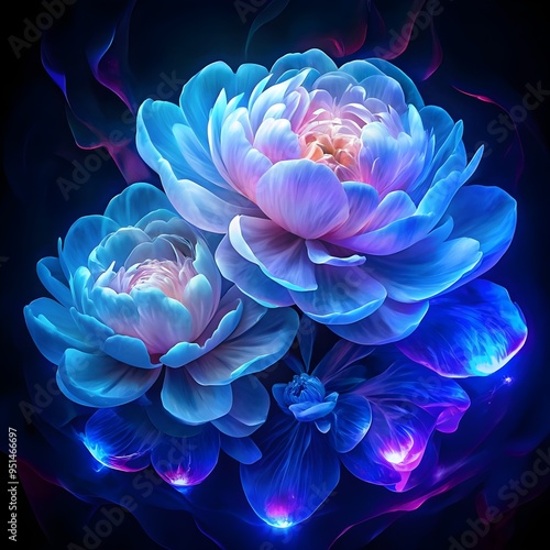 spectral light illuminates transparent bright blue