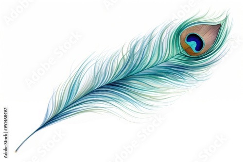 A peacock feather pattern animal white background.