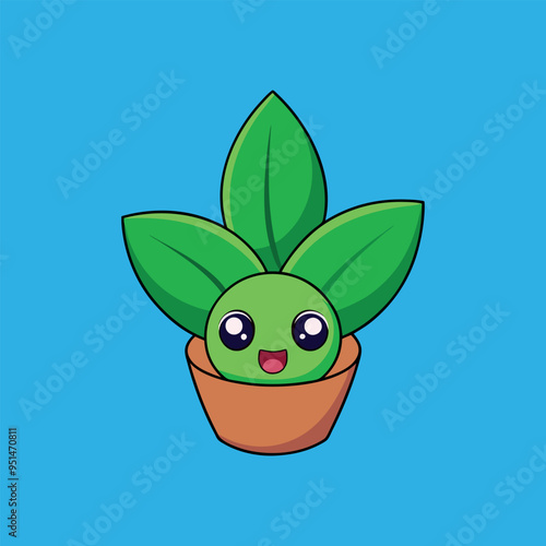 cartoon drawing of a pot with a plant on it