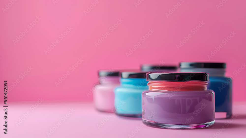 Full-frame close-up background of opened small gouache paint jars AI GENERATIVE Full-frame close-up background of opened small gouache paint jars AI GENERATIVE
