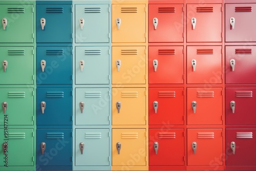 Assorted-color lockers architecture backgrounds protection.