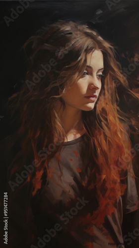 Girl painting portrait adult.