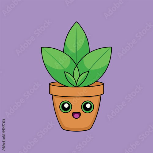 cartoon drawing of a pot with a plant on it