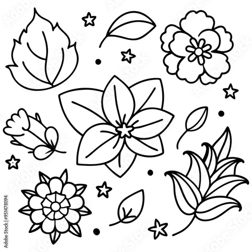 Wallpaper Mural Doodle illustration of plants Torontodigital.ca