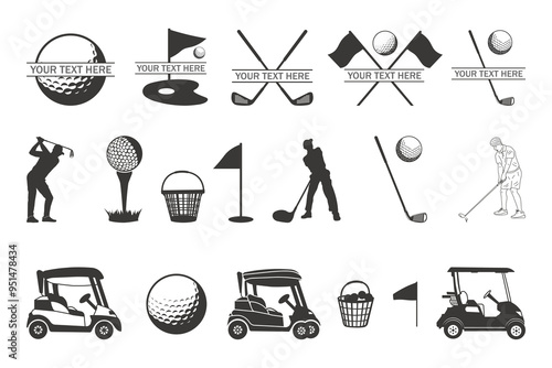 Golf Vector Bundle. Golf Monogram. Split Monogram. Golf Name Frame. Golf Club. Golf Ball.
