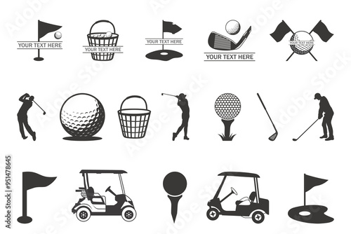 Golf Vector Bundle. Golf Monogram. Split Monogram. Golf Name Frame. Golf Club. Golf Ball.