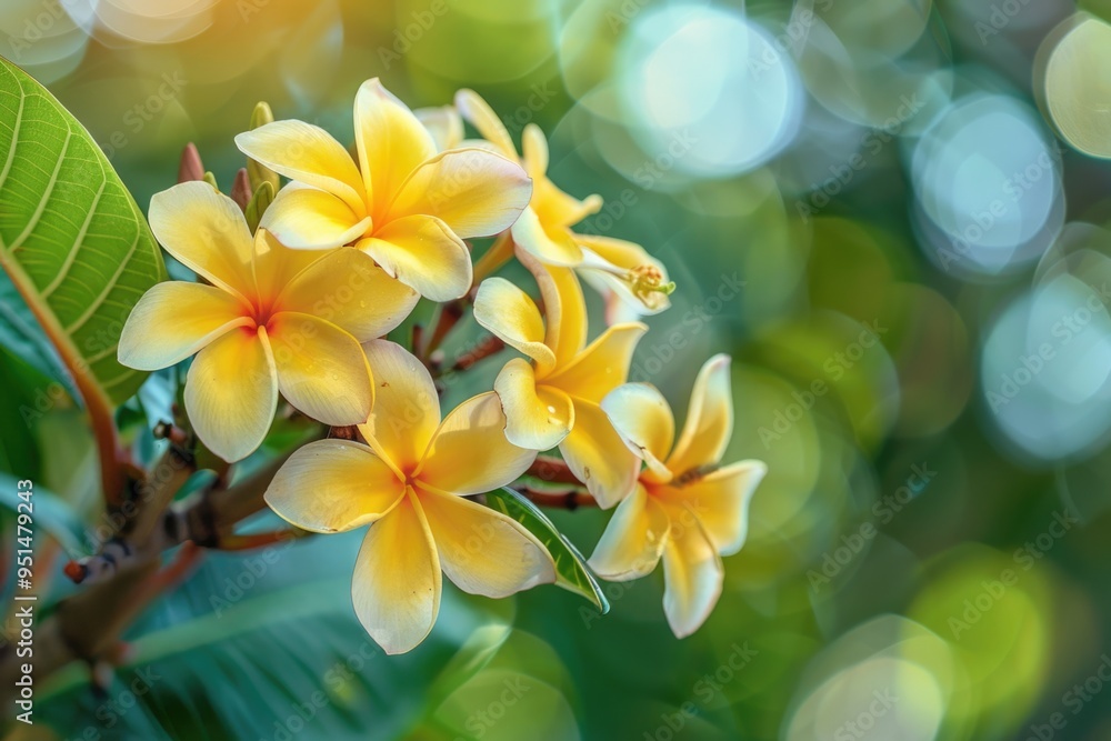 Plumeria flower on bokeh nature background. ai generated Plumeria flower on bokeh nature background. ai generated