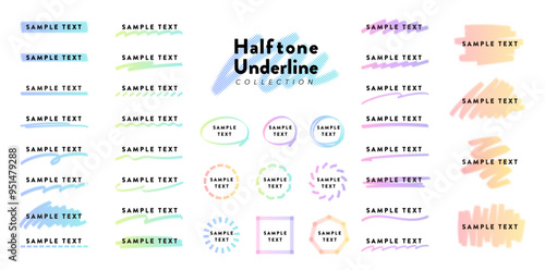 Handwritten halftone underline vector material
