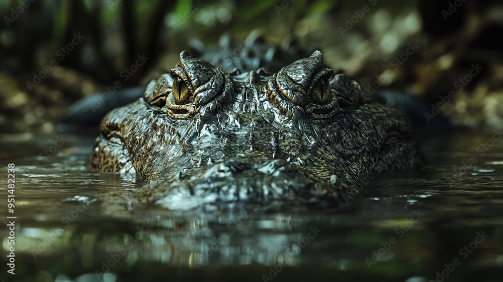 A large alligator in the water with its mouth open A large alligator in the water with its mouth open