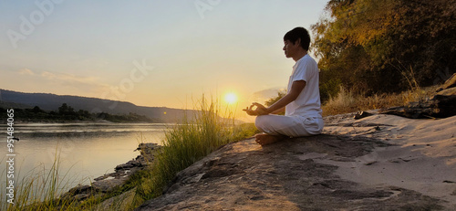 Meditation beside Knong river photo